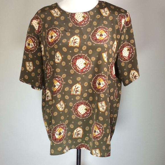 DONATED TO WOMEN’S SHELTER Vintage Olive Brown/Green Blouse by Heritage Road - Picture 5 of 5